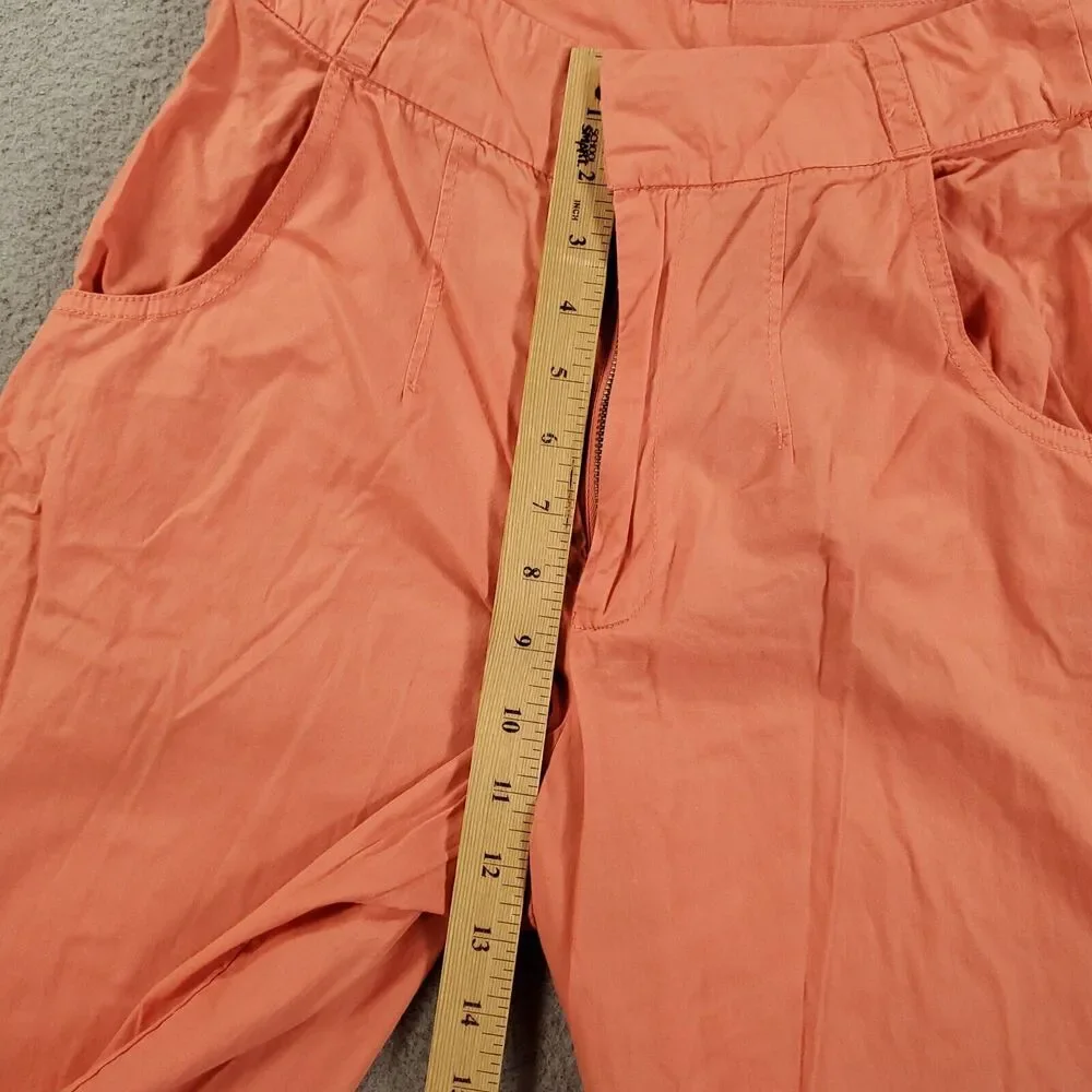 Free People Wide Leg Pants Women 4 Coral Orange Baggy Loose Lightweight - Picture 4 of 13